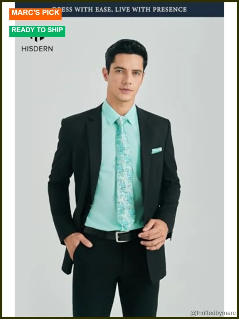 Slim Fit Long Sleeve Dress Shirt Set with Tie and Pocket Square